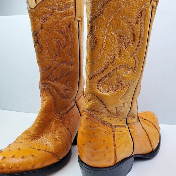 Ostrich Cowboy Boots African Only Leather Stitched Mexico \